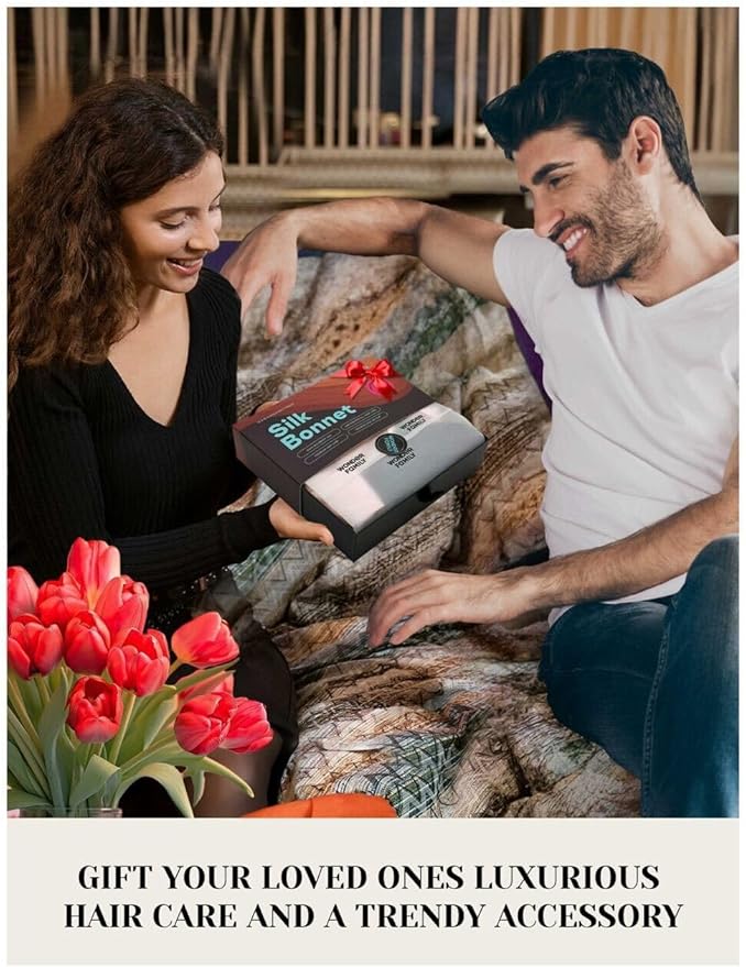 100% Mulberry Silk Bonnet for Sleeping Women with Curly Hair – Alternative to Double Layer Satin Bonnet with Tie Band