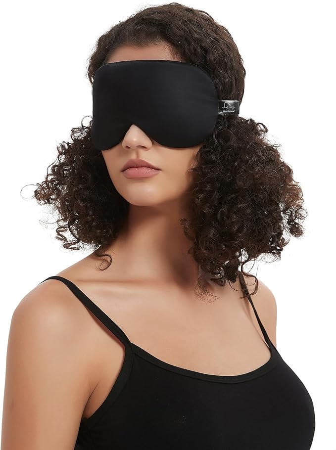 Alaska Bear Sleep Mask Silk Cover Eye Contour for Pressure-Free Sleeping, Upgrade Over Conventional Flat Satin Eye Masks, Machine Washable