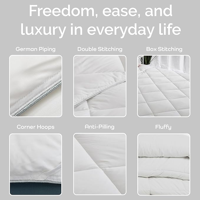 100% Viscose Derived from Bamboo Comforter, Cooling Comforter, Duvet Insert, Breathable, Extra Fluffy, Lightweight Comforters, Queen Size