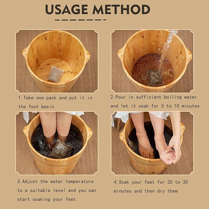 30 Pack Herbal Foot Soak Bags -Natural Ginger Mugwort Foot Detox Soak ,Body care herbal package Soothes Tired ,Chinese Herbal Foot Bath Spa Gift for Men & Women艾草生姜中药泡脚包 (32 Ounce (Pack of 1), 24)