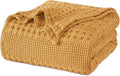 PHF 100% Cotton Waffle Weave Blanket King Size for Bed, Soft Lightweight & Breathable, All-Season Comfort, Luxury Aesthetic Woven Bedding for Home Decor, 108"x90", Pumpkin Orange