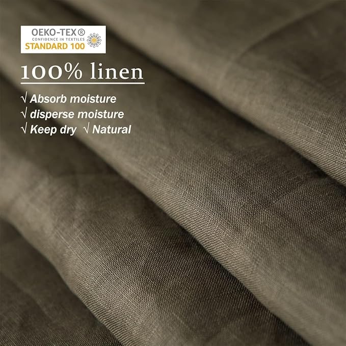 XZ XIFA Standard Pillowcases - 2 Pack - Envelope Closure - 100% Natural Washed French Flax, Breathable, Durable, Textured Pillow Covers 20"x26"(Standard, Olive Green)