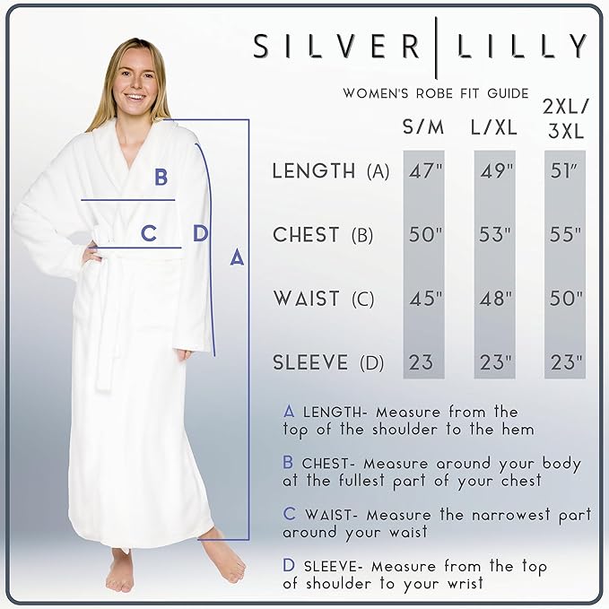 Womens Plush Fleece Bath Robe, Fluffy Long Bathrobe, Great Gift for Mother's Day, Grandma, Daughter, Sister, Wife, Friend