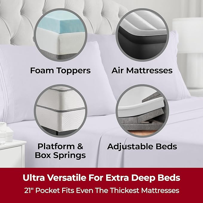 Mellanni Extra Deep Queen Sheets - 4 PC Iconic Collection Bedding - Hotel Luxury, Ultra Soft, Cooling Bed Sheets - Wrinkle, Fade, Stain Resistant (Queen, Lavender)