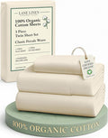LANE LINEN 100% Organic Cotton Twin Bed Sheet Set, 3 Pc Twin Size Bed Sheets, Soft & Breathable Twin Sheet Set Boys, Hotel Style Bedding Sheets & Pillowcases, 15" Deep Fitted Sheet - Natural