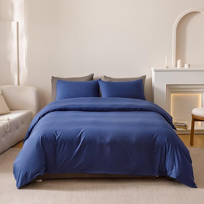 Cottonight Royal Blue Comforter Sets Cal King Dark Blue Bedding Comforter California King Size Quilts Blanket Ultra Soft Breathabe Solid Bedding Set for Women Men