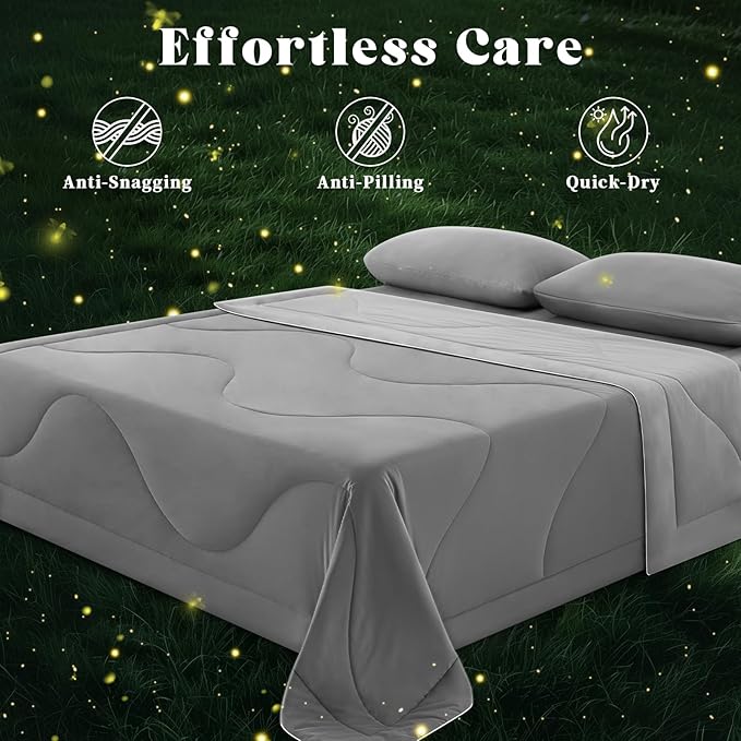 Cooling Comforter King Size, Double-Sided Cooling Blanket for Hot Sleepers & Night Sweats, Arc-Chill Q-Max > 0.4 Breathable Ice Blanket, Lightweight Cold Comforter (108''x90'', Light Grey)