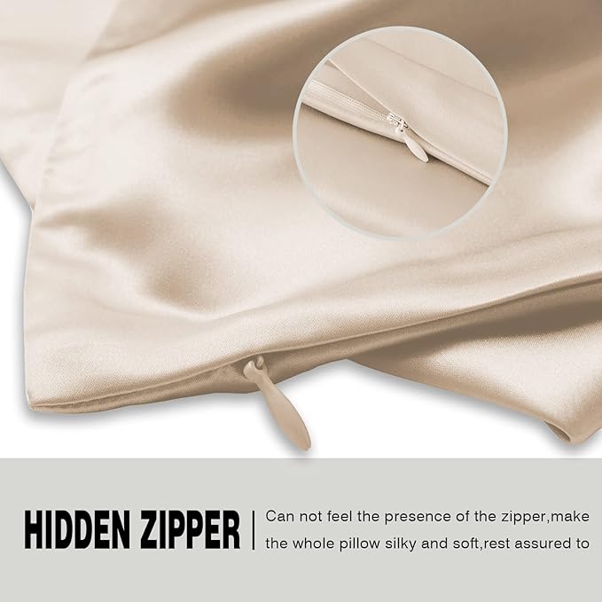 Silk Pillowcase for Hair and Skin,Soft,Breathable and Sliky 100% Silk Pillowcases King Set of 2,Both Sides Natural Mulberry Silk Pillow Cases with Hidden Zipper(King Size 20"X 36",2pcs)