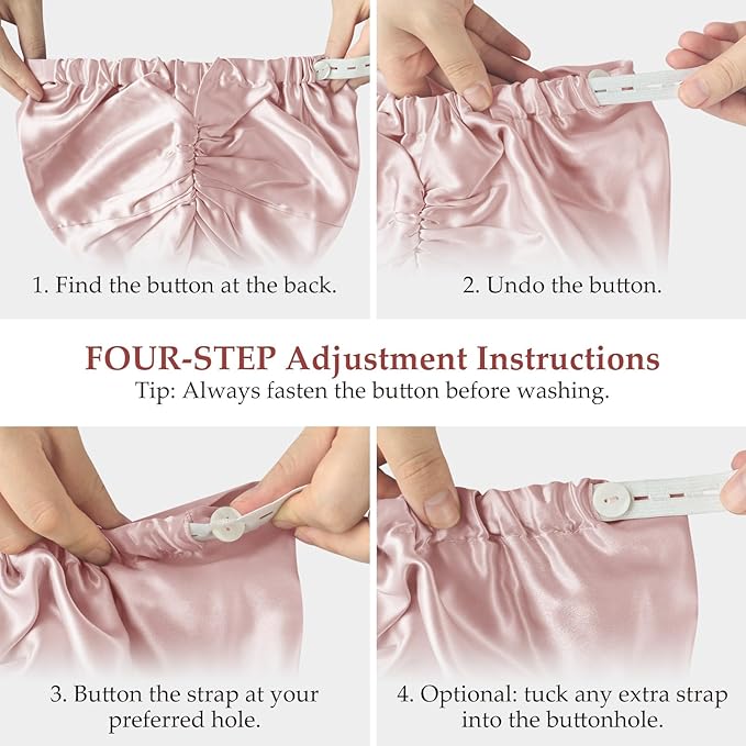 Silk Bonnet for Sleeping Women, 100% Mulberry Silk Sleep Cap with Elastic Band, Real Mulberry on Both Sides, Soft Pink