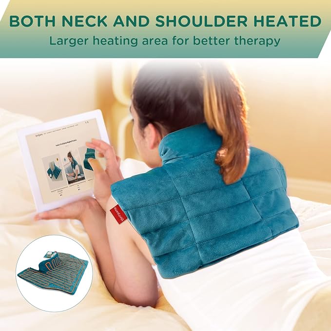 Comfytemp Heating Pad for Neck and Shoulders and Back, 2.6lb Weighted Electric Heat Pad for Pain Relief, Christmas Gifts for Women Men Mom Dad, Large FSA Eligible Heated Wrap, 9 Heat Settings&11 Timer