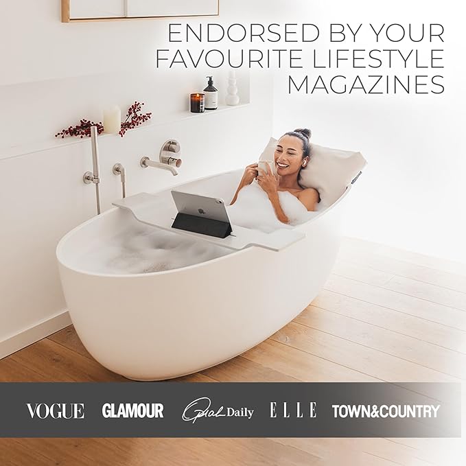 BADESOFA® Luxury Bath Pillow M - Lusciously Soft & Comfortable Tub Pillow for Bathtub - Washable & Quick-Drying Bath Back Pillow - Non-Slip Full Body Tub Pillow - Luxury Spa Cushion in Charcoal