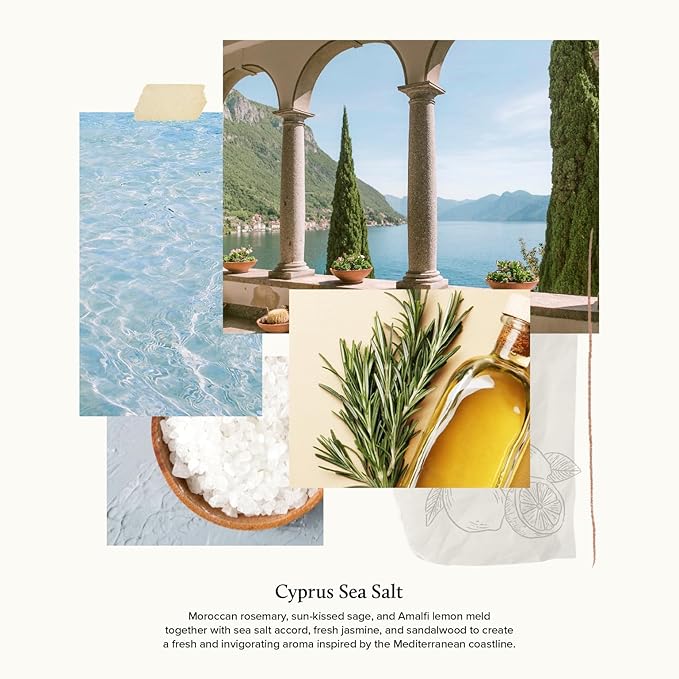 Thymes Scented Candles for a Fresh Home Fragrance - Matte White Candles - Notes of Moroccan Rosemary, Sage, Amalfi Lemon, Sea Salt Accord, Fresh Jasmine, & Sandalwood (Cyprus Sea Salt, 8 oz)