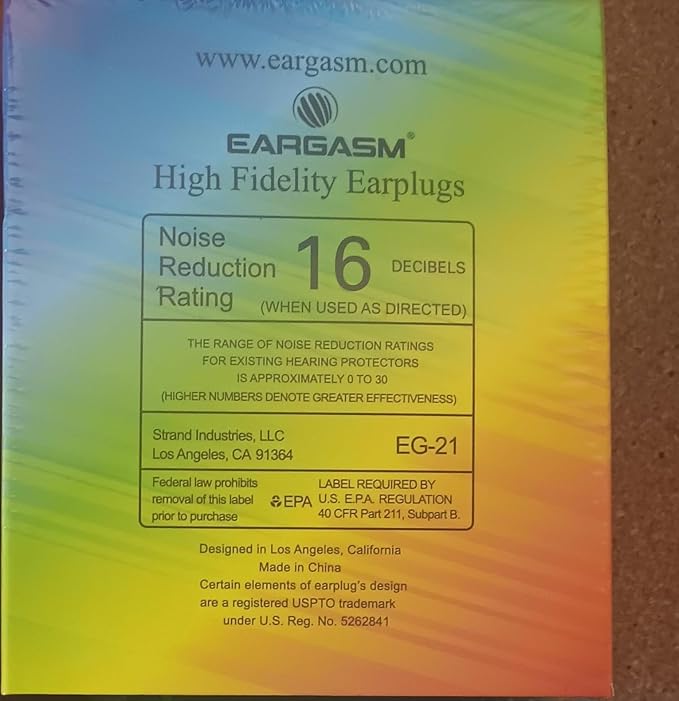 Eargasm High Fidelity Earplugs with Rainbow Filters - Reusable Noise Reduction Hearing Protection Ear-Plugs with Carrying Case for Concerts, Festivals, Raves, Musicians, Live Events, Sports