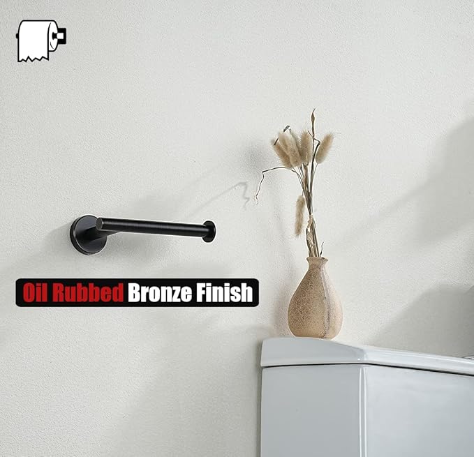 JQK Toilet Paper Holder Oil Rubbed Bronze, 5 Inch 304 Stainless Steel Thick 0.8mm Tissue Paper Dispenser for Bathroom, Hold Mega Rolls Wall Mount, 2 Pack, TPH120-ORB-P2