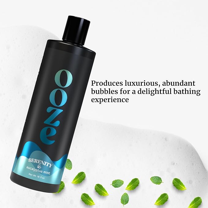 OOZE Eucalyptus Mint Bubble Bath (473ml) - Bubble Bath for Women Relaxing, Clean, Crisp & Refreshing - Self-Care & Wellness - Zero Parabens, Cruelty-Free, Made in The USA