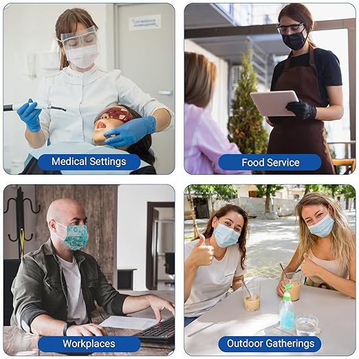 JMU 500 Pcs Multicolor Disposable Face Masks, 4-Ply ASTM Level 3 Medical Face Masks for Adults, 10 Box