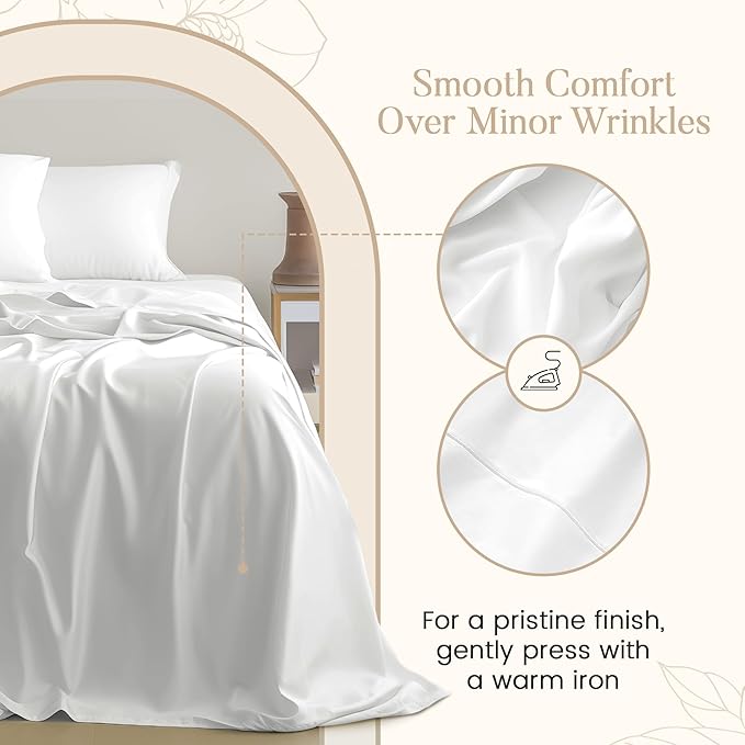 Egyptian Cotton Sheets Queen Size Bed Set, 800 TC Deep Pocket Sheets Queen, All Season Soft Breathable Sateen Weave 4-Piece Sheet & Pillowcase Sets, Fits upto 17",Machine Wash & No Pill - Semolina