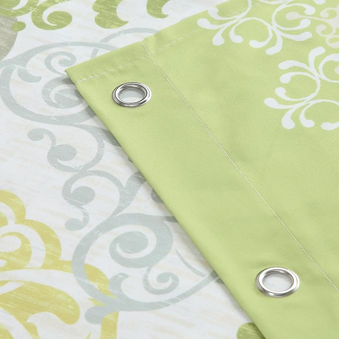 Fabric Shower Curtain 78 Inches Long, Green Yellow Grey Boho Medallion Print Shower Curtains for Bathroom, 72" W x 78" H