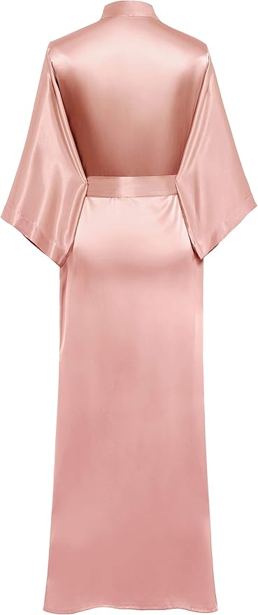 PRODESIGN Satin Kimono Robe Women Long Silky Kimono Bathrobe Sleepwear Wedding Bridesmaid Robe