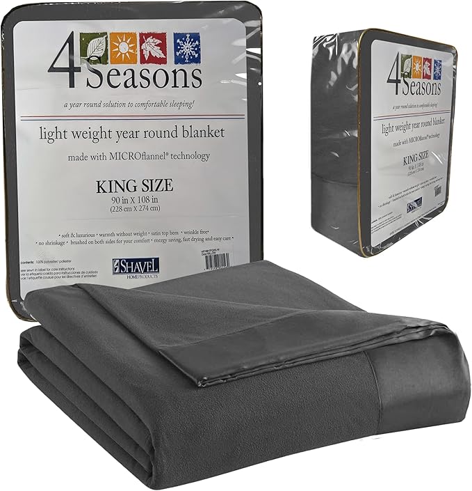 Thermee Micro Flannel King Size Blankets, Lightweight All Seasons Cozy Blanket, Throw Blankets for Home and Living Room, Comfy & Soft Blanket for Couch, Machine Wash, No Pilling -Coal Grey