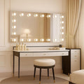 WTTY LED Bathroom Mirror with Lights 55"x36" Hollywood Wall-Mounted Mirror with 3 Color Temperatures, Stepless Dimmable Bulbs, Anti-Fog & Shatter-Proof