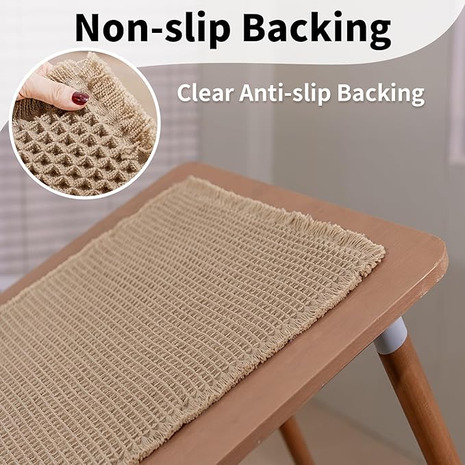 Waffle Bath Mat - Boho Bathroom Rugs Non Slip Washable, Super Absorbent & Quick Dry, Soft Bath Mat Farmhouse Bathroom Decor, 20'' x 32'', Khaki