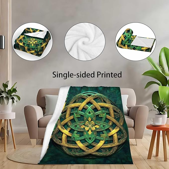 Celtic Knot Throw Blanket, Irish Style Celtic Knot Gifts for Men and Women, Soft Fleece, Lightweight & Cozy Decorative for Couch Sofa Bed, Living Room Decor, 40x50 Inches