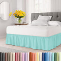 Wrap Around Dust Ruffle Bed Skirt - Spa Blue - for King Size Beds with 21 Inch Drop - Easy Fit Elastic Strap - Adjustable Pleated Bedskirt w/Brushed Fabric Wrinkle Free - for Women, Men, Kids & Teens