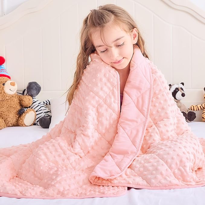 yescool Twin Size Pink Weighted Blanket for Adults 12 Pounds Cooling Weighted Heavy Blanket, Minky Throw Blankets Warm Weighted Comforter, Big Washable Thick Blankets Gift for 100-150lbs, 48 * 72in