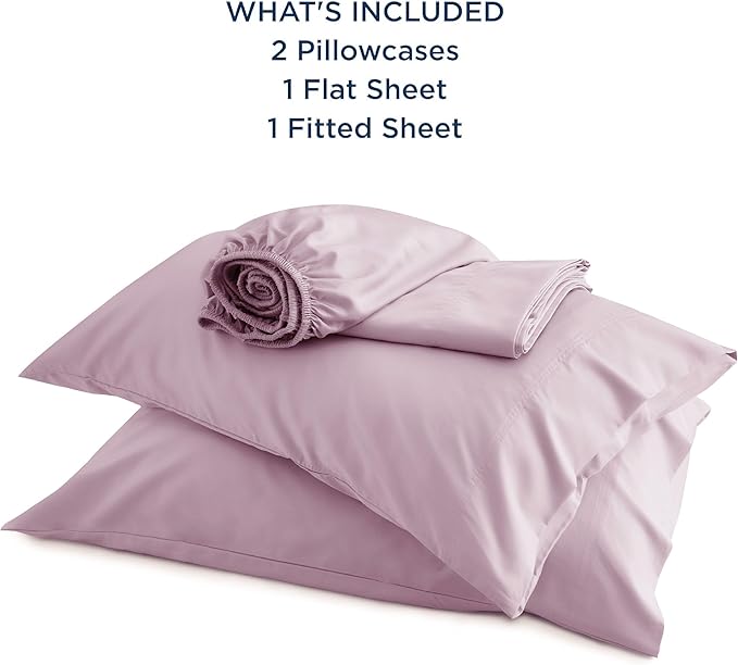 Bedsure Full Size Bed Sheets, Cooling Sheets, Rayon Derived from Bamboo, Breathable & Soft, Deep Pocket Up to 16 Inches, Hotel Luxury Silky Bedding for Hot Sleepers, Lavender