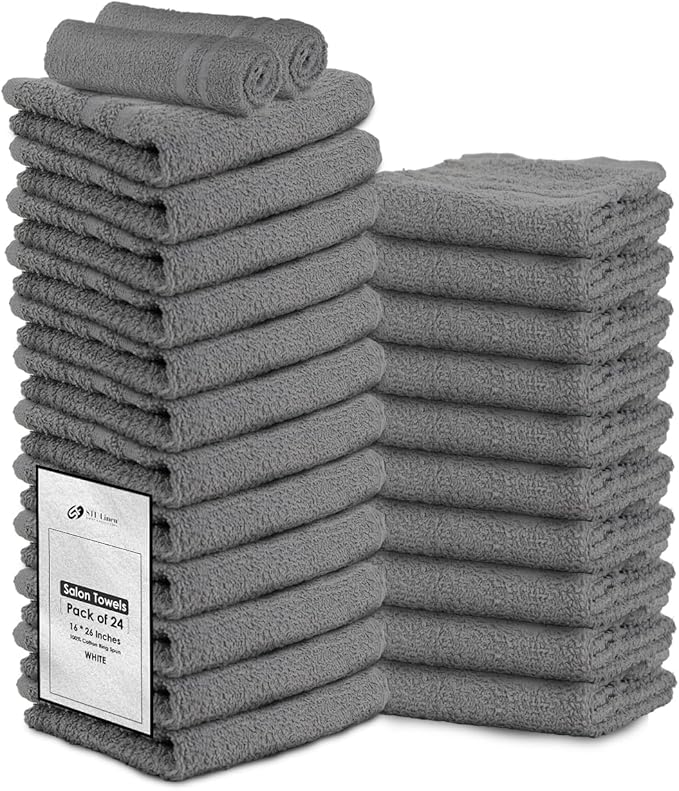 24 Pack Dark Grey Hand Towel 100% Cotton Spa Towel – 16x27 inches Highly Absorbable Facial Towels Gym, Hair Towel and Face Towel Bulk Small Towels (Not Bleach Proof)