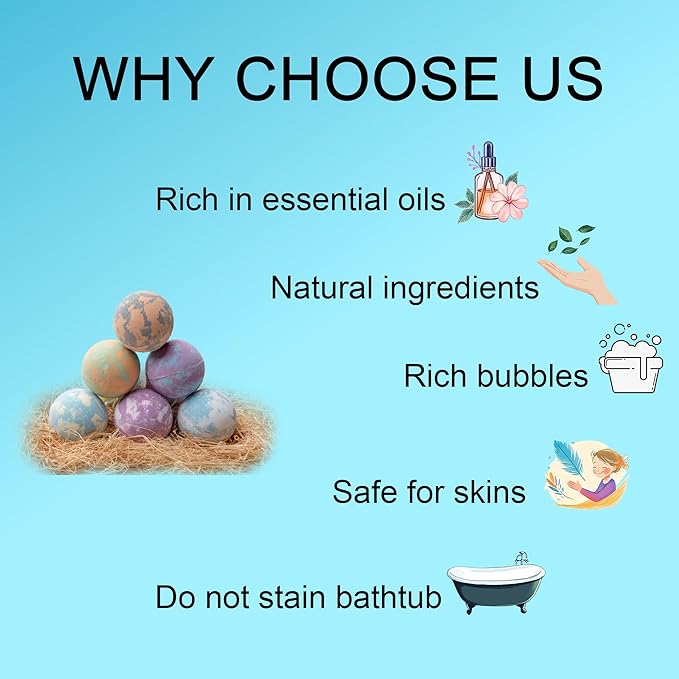 Bath Bombs for Women, 9pcs Handmade Bubble Bath Bombs with Natural Essential Oils, Coco Butters, Holiday Gift for Mother, Wife, Girlfriend, Floral Scents, Rich Bubble and Relaxing Spa