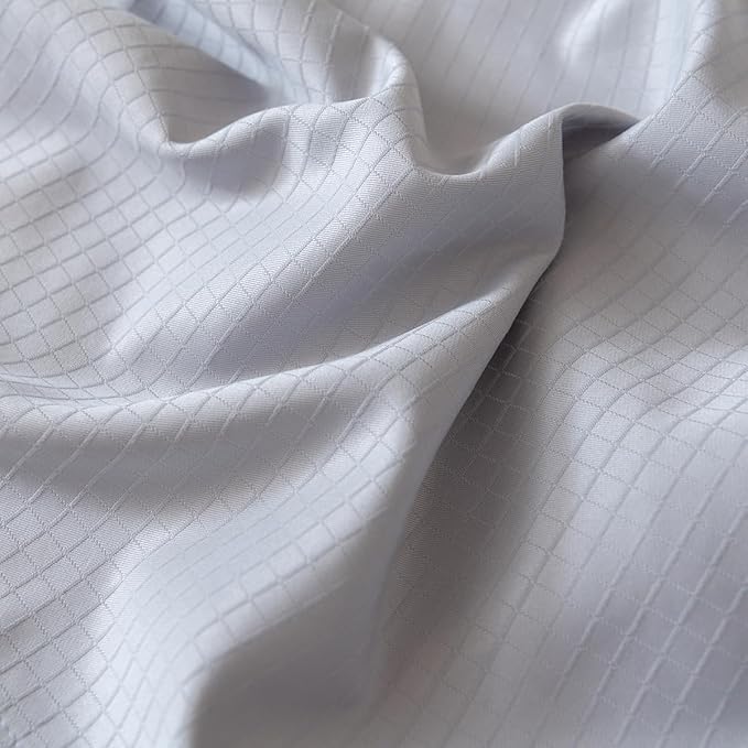Queen Bed Skirt, Grid Plaid Soft Quadruple Pleated Ruffle Bed Skirt, Tailored Dust Ruffle 16 Inch Drop Easy Fit, Machine Washable (Silver Grey)
