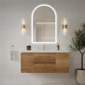 Niccy Arched LED Bathroom Mirror, 48"x30" Arch Frameless Frontlit & Backlit Mirrors for Wall, Arched Lighted Vanity Mirrors with Memory Function for Bathroom Bedroom, Defogger 3 Color, Explosion-Proof