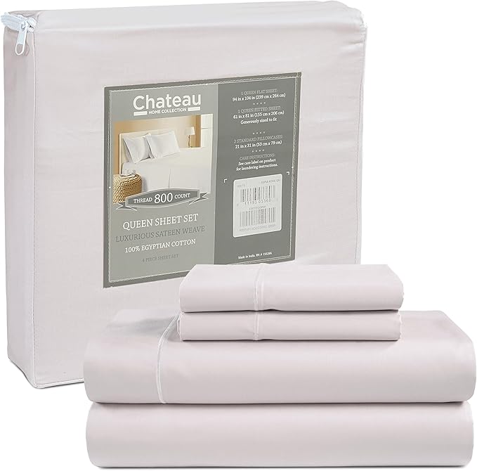 King Bed Sheets Deep Pocket King Sheet Set, 800 Thread Count Long Staple Fully Elasticated Egyptian Cotton Sheet & Pillowcase sets, Machine Wash No Pill Naturally Breathable Cotton Bedding-Lavender