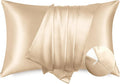Bedsure Satin Pillowcase with Zipper, Similar to Silk Pillow Cases 2 Pack, Silky & Soft Satin Pillow Cases Standard Size for Hair and Skin, Champagne Pillow Covers, Gifts for Women Men, 20x26 Inches