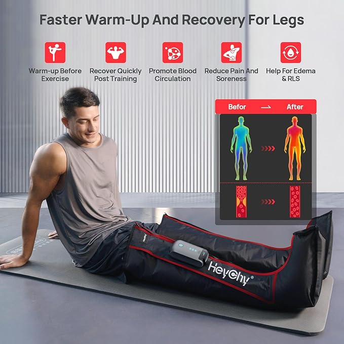 Air Compression Massager, Foot and Leg Air Compression Massager with 5 Pressure Levels, Cordless and Portable Design, for Runners and Travelers (Large)