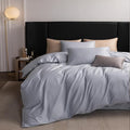 MooMee Duvet Cover Set 100% Extra Long Staple Cotton 600 Thread Count Silky Sateen Smooth Luxury Soft Breathable Durable Hotel Quality Bedding, 3 Pieces (Pale Blue, King 104"x90")