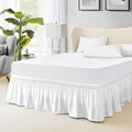 FreshCulture Queen Bed Skirt, Elastic Wrap Around Bed Skirt Queen Size, Bed Skirts for Adjustable Bed, Easy Fit with 18 Inch Drop Length, Hotel Quality Dust Ruffle for Queen Bed (White)