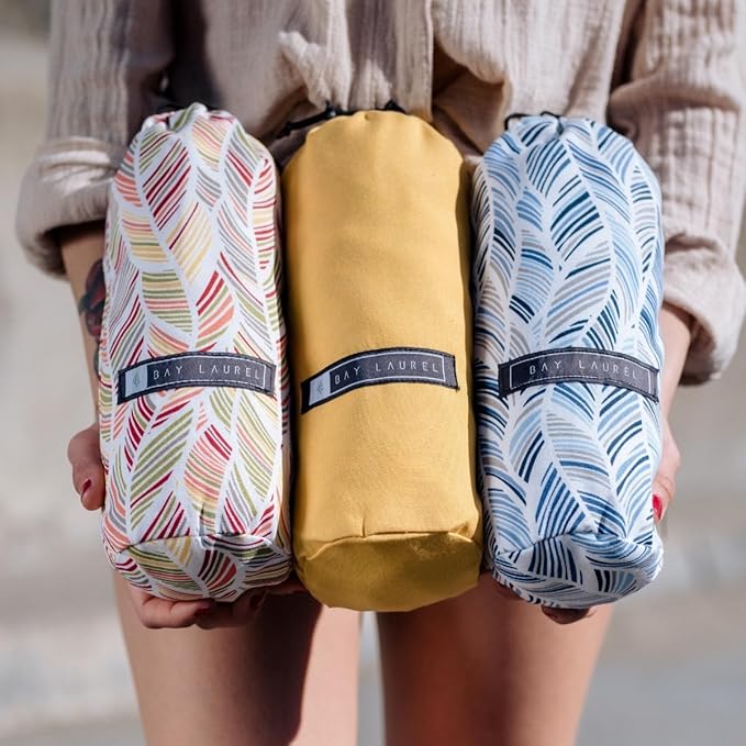 BAY LAUREL Turkish Beach Towel with Travel Bag 39 x 71 Quick Dry Sand Free Lightweight Large Oversized Towels Light - Pack of 4 (Pack of 4 - Dandelion with Floral Bag)