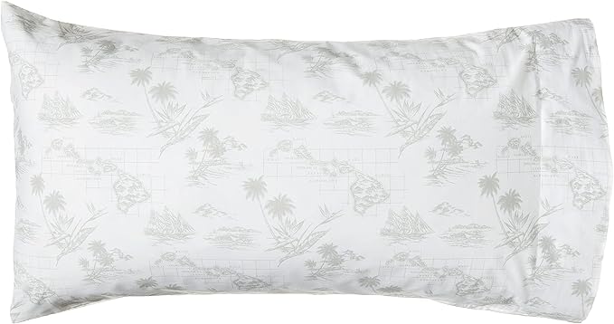 Tommy Bahama - Queen Size Sheets Set, Crisp & Tailored Cooling Sheets with a Smooth Cotton Percale Lightweight Feel - Bed Sheets with Matching Pillowcases & Fitted Sheet (Vintage Map Grey)