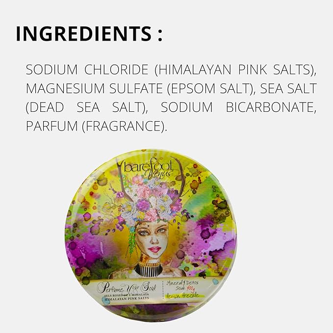 Barefoot Venus Himalayan Pink Salts Mineral & Detox Bath Soak (Lemon Freckle, 400 Grams)