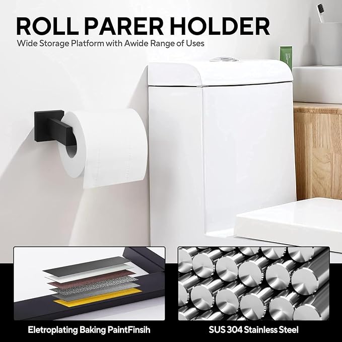 15 Pieces 23.6-Inch Bathroom Hardware Accessories Set,Black TStainless Steel Bathroom Hardware Set,Bath Towel Bar Kit