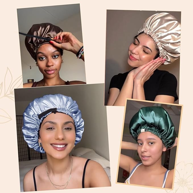 YANIBEST Adjustable Silk Bonnet Double Layer Satin Bonnet Hair Bonnet for Sleeping Bonnets for Women Hats Curly Natural Hair, Purple