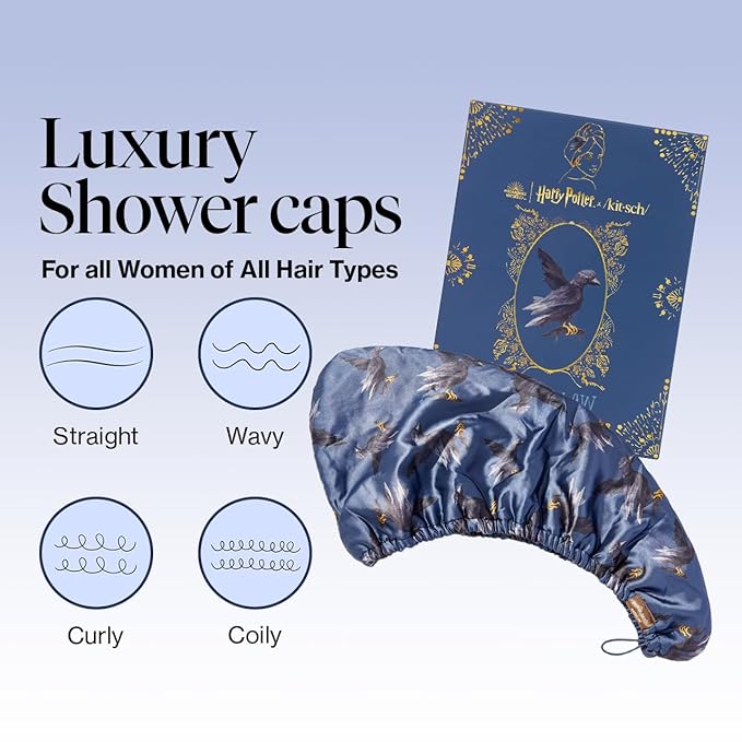 Kitsch Harry Potter x Satin Microfiber Hair Towel Wrap for Women - Super Absorbent, Quick Dry, Anti-Frizz, for Long & Short Hairs, Turbans for Women, Hair Wrap - Hufflepuff - Ravenclaw