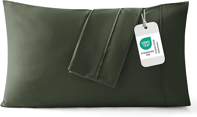 Bedsure King Size Pillow Cases Set of 2 - Olive Green Microfiber Pillowcases 2 Pack, Super Soft Double Brushed Pillow Case Cover with Envelope Closure, Wrinkle, Fade and Stain Resistant, 20x36 Inches