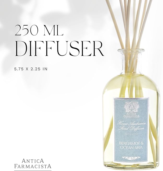 Antica Farmacista Home Ambiance Diffuser - Long-Lasting Reed Scent Diffuser - Luxury Room Freshener Gift - Bergamot & Ocean Aria, 8.45 fl oz