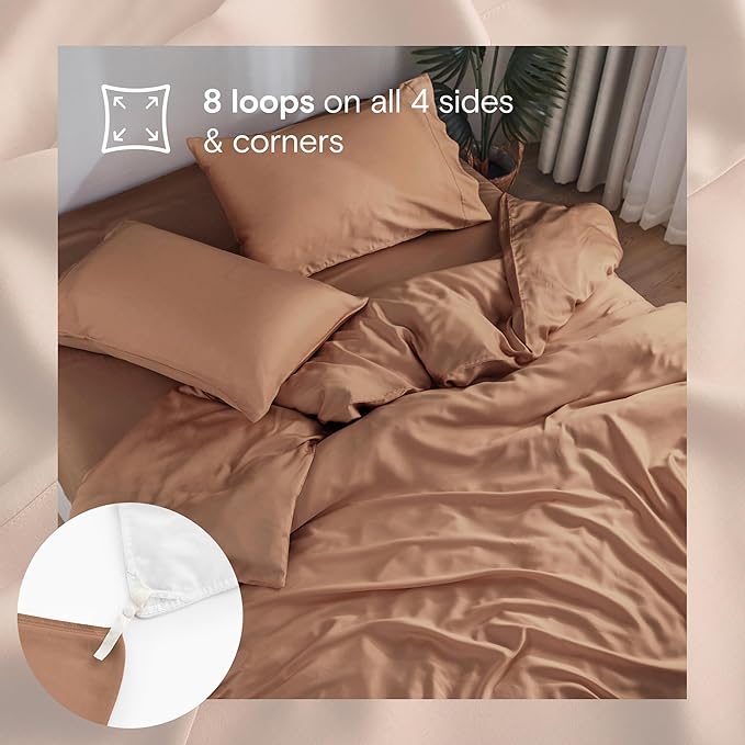 DOZ Duvet Cover Set, 100% Viscose derived from Bamboo, Organically Grown, Buttery Soft, Cooling Duvet Covers, High GSM, 1 Duvet Cover and 1 Pillowcase, 70"x90" (Clay, Twin/Twin XL)
