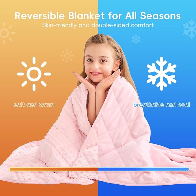 yescool Pink Weighted Blanket 5 Pounds, Blanket Gifts for Girls, Small Weighted Throw Blankets Washable Heavy Blankets, Winter Weighted Comforter for 40-70lbs, 36 * 48in