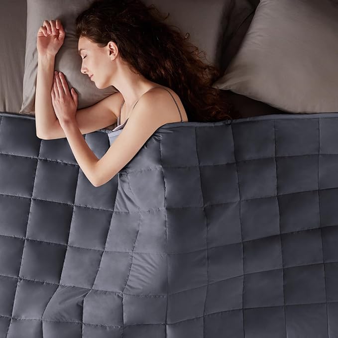 Weighted Blanket Twin Size (48"x72" 15lbs),Ultra Soft and Cozy Cooling Weighted Blanket Twin Size for Adult,Heavy Blanket with Machine Washable Soft Blanket, Dark Grey